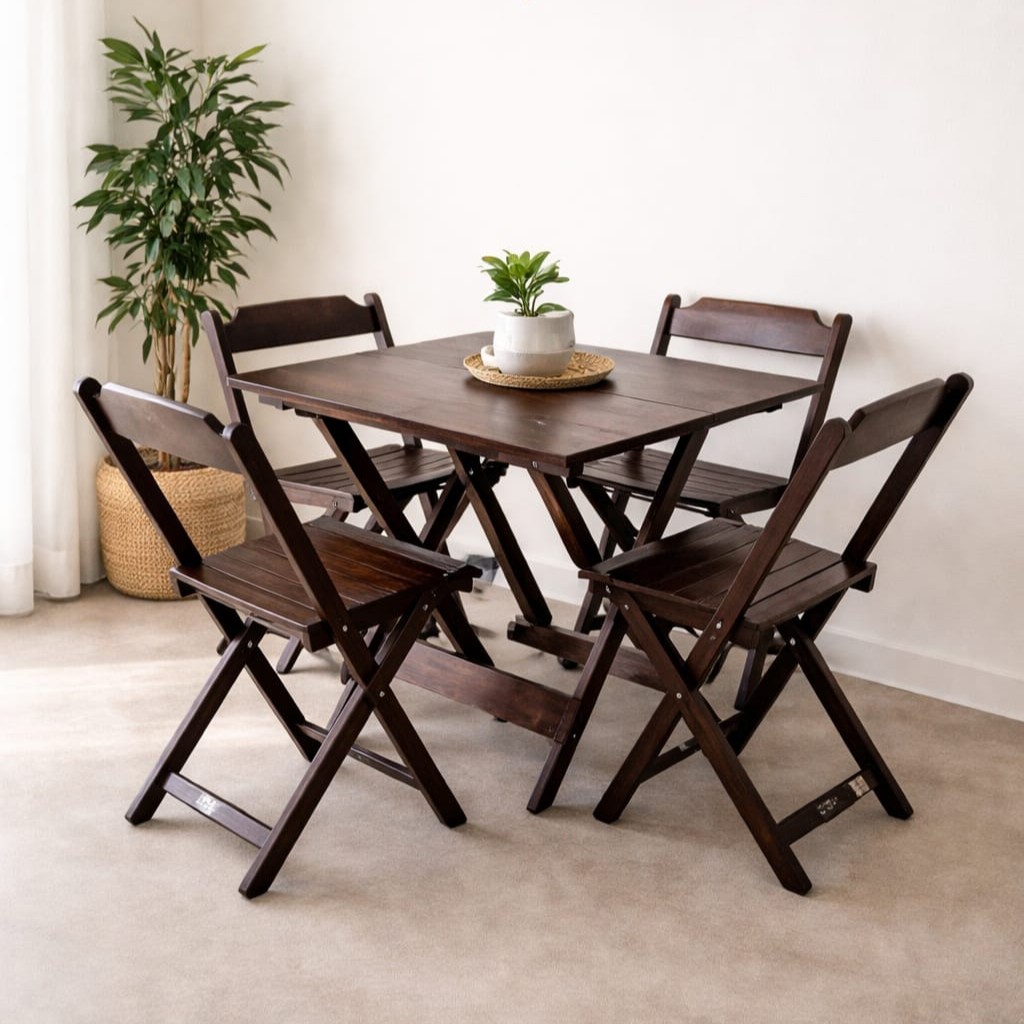 Jogo Mesa Dobrável 0,70 x 0,70 - 4 cadeiras